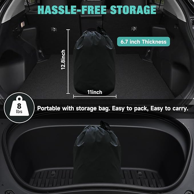 Tesla Model Y Mattress Inflatable SUV Mattress for Portable Camping Mattress Foldable Air Mattress with Air Pump and Storage Bag for Tesla Model Y and SUV Travel Black