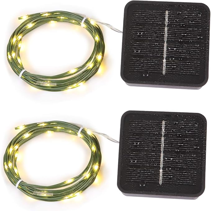 Magicnight Short Mini Garden Lights Solar Powered Waterproof Fairy Lights Outdoor Garden String Green Wire Warm White5m 50LEDs2 Pack