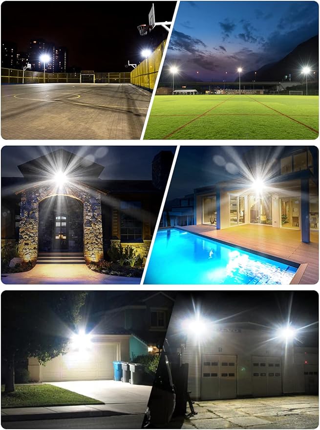 Viugreum 200W LED Flood Light 16000LM 6000K Daylight White Slim Outdoor Floodlight IP66 Waterproof Security Lights Landscape Wall Lights for Garage Garden Lawn Yard Playground