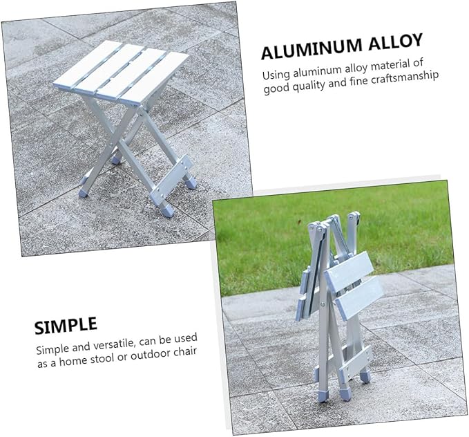 KICHOUSE Compact Folding Camping Stool Lightweight Aluminum Stool Easy to Carry for Home Use