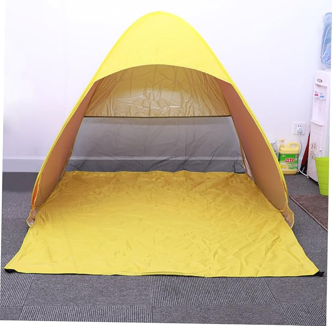Portable Instant Tent Sun Shelter Automatic Pop Up Beach Canopy with Design for Outdoor Camping Orange Yellow UV Protection Easy Setup Rugged Structure