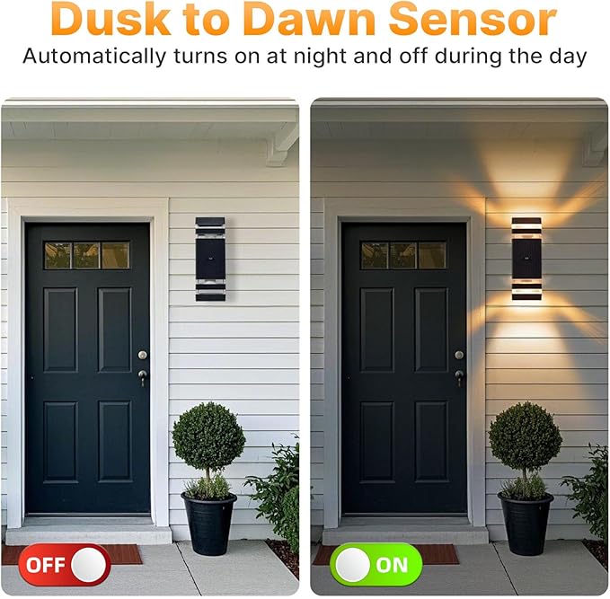 Dusk to Dawn Outdoor Wall Lights Aluminum Exterior Wall Sconce Lighting Up and Down Dusk to Dawn Outdoor Wall Sconce Waterproof Outside Lights for House Porch Patio Garage Garden 1 Pack