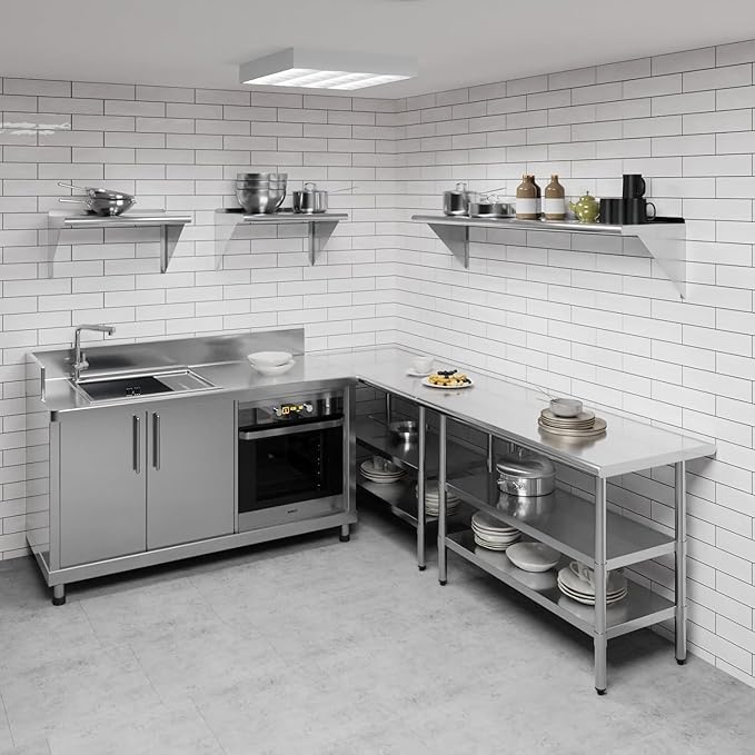 NSF Certified 18 Gauge Heavy Duty Stainless Steel Wall Shelf with Brackets for Kitchens Utility Rooms Storage Offices &amp Home (48 x 18)