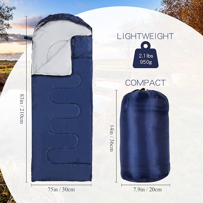 VitalCozy 24 Pcs Sleeping Bags for Adults Bulk Lightweight Waterproof Backpacking Camping Sleeping Bag with Compression Sack Portable Compact for Winter Hiking Outdoor Camping Essential