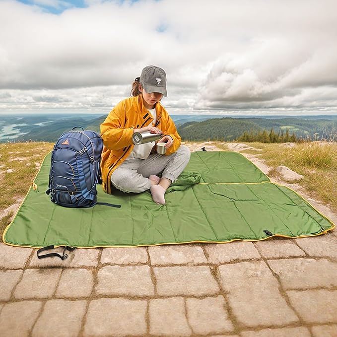 Camping Blanket Poncho Large Wearable Blankets 75 x 55 inch Cape Windproof &amp Water-Repellent Portable &amp Warm for Outdoor Sports Travel Car