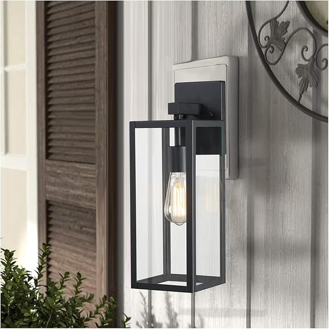 2 Pack Large Outdoor Sconce Lights18 Inch Outdoor Wall Lantern LightExterior Sconce Metal and Glass Large Porch Light Black Outdoor Lanterns for Front Porch Garage Balcony