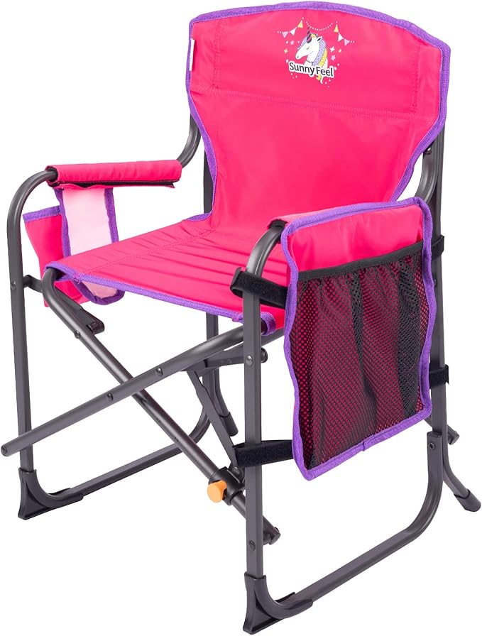 SUNNYFEEL Small Camping Chair Portable Folding Aluminum Directors Chairs Lightweigh with Cup Hold Pocket for BeachTripPicnicOutdoor Sports Events Foldable Camp Lawn Chair with Backpack Straps