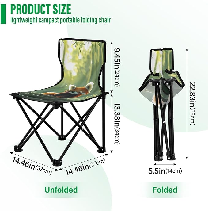 Red Panda Watching Portable Camping Chairs Folding Chair - Durable Oxford Fabric Lightweight Iron Frame Easy Fold Design - Ideal for Outdoor Activities Camping Fishing and Travel
