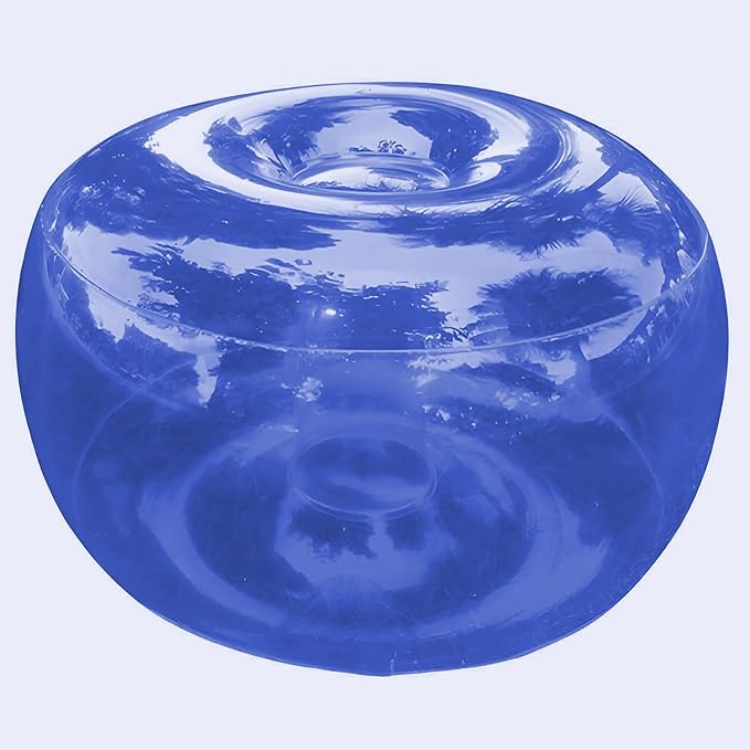 Inflatable Stool Outdoor Round Footrest Footstool with Foot Pump Portable for Patio Travel Camping Beach Vacation Swimming Pool(Azul)