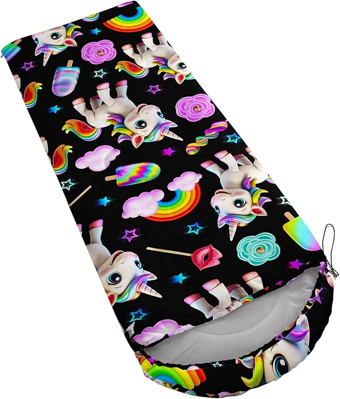 AILONEN Cartoon Camping Sleeping Bag for Boys Girls AdultsLightweight &amp Waterproof3 Season Warm &amp Cold WeatherPortablePrinted Sleeping BagTravelingCampingHiking