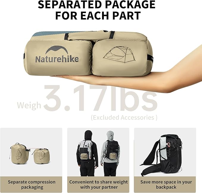 Naturehike Star River UL 2 Person Backpacking Tent Double Layer Waterproof Two Person Tents Lightweight Backpacking Cycling 2 Person Tent