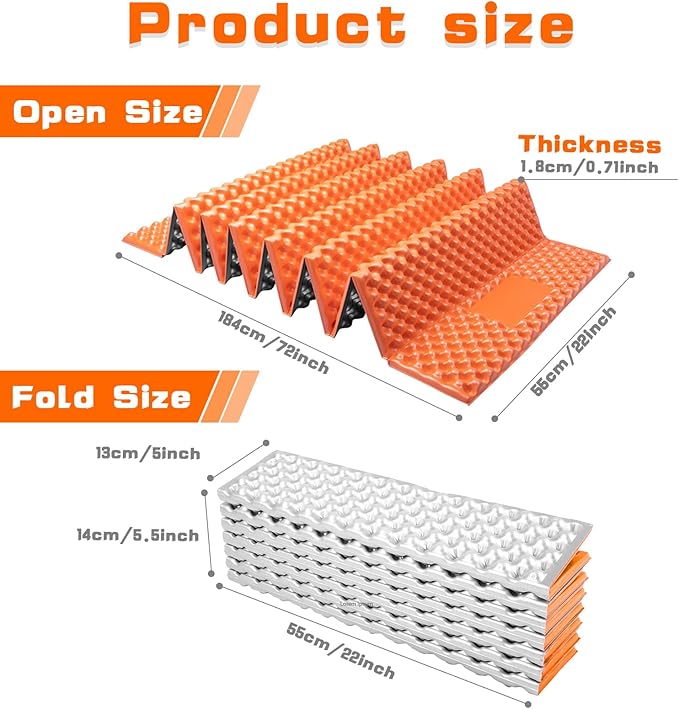 Closed Cell Foam Sleeping PadFolding Sleeping Pad BackpackingMoisture-Proof Foldable Sleeping Pad LightweightSleeping Mat for Camping Hiking Backpacking Car Camping Mats
