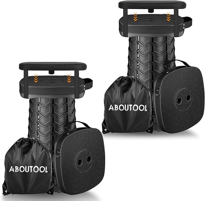2 Pack Collapsible Stool with Soft Removable Cushion &amp Waterproof Carry Bag - Lightweight Folding Stool 485lbs Capacity Portable for Adults Camping Fishing Hiking Outdoor Travel