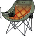 Heated Oversized Camping Chair for Adults Portable Folding Padded Chair with 3 Heat Levels Cup Holder Side Pocket and Carry Bag for Camping Outdoor Sports Picnic Lawn Supports up to 450lbs