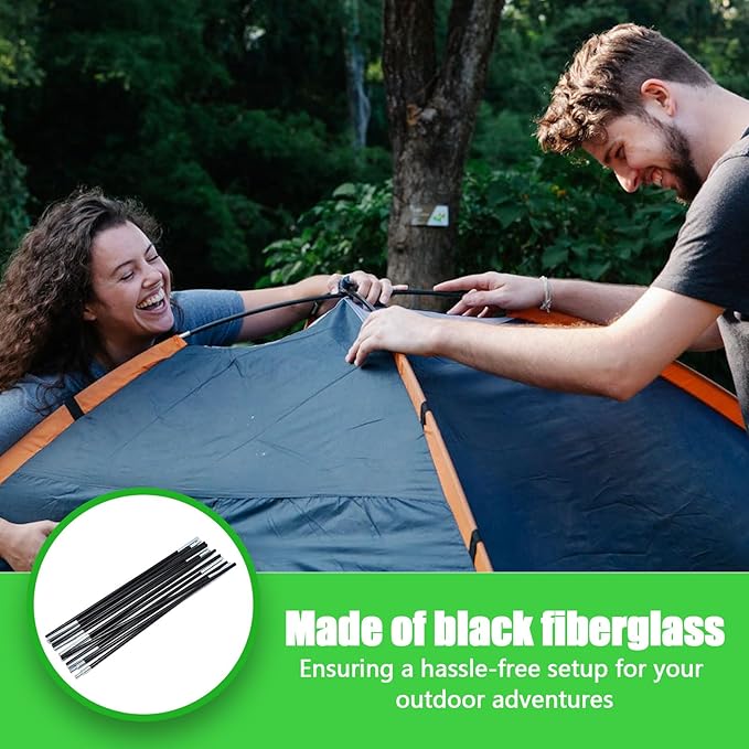 2PCSX 13.1Feet Length Tent Pole Kids Tent Replacement Poles 8mm Hiking and Camping Tarp Suitable for All Kinds of Outdoor Camping Tent 10 Poles Included
