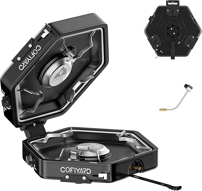 Propane 2 Burner Camping Stove with Carrying Bag Portable Folding Gas Stove for Camping Backpacking Camp Stove for Outdoor Cooking With 17000 BTU Adjustable Burners for BBQ Tailgating Black