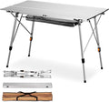 FiveJoy Folding Camping Table Outdoor Portable Picnic Camp Table with Aluminum Legs Adjustable Height Roll Up Table with Mesh Layer for Picnic Beach Grill Backyard Kitchen