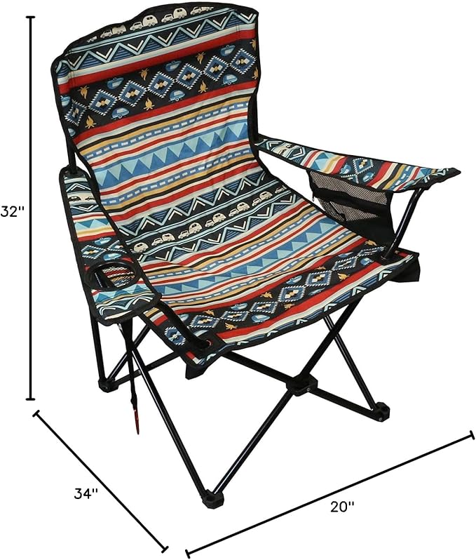 Wilcor Camp Chair | Set of 2 | Folding Portable Outdoor Lawn Chair for Camping or Beach | Attached Bottle Opener | Lightweight Festival Chairs for Adults (RV Southwest)
