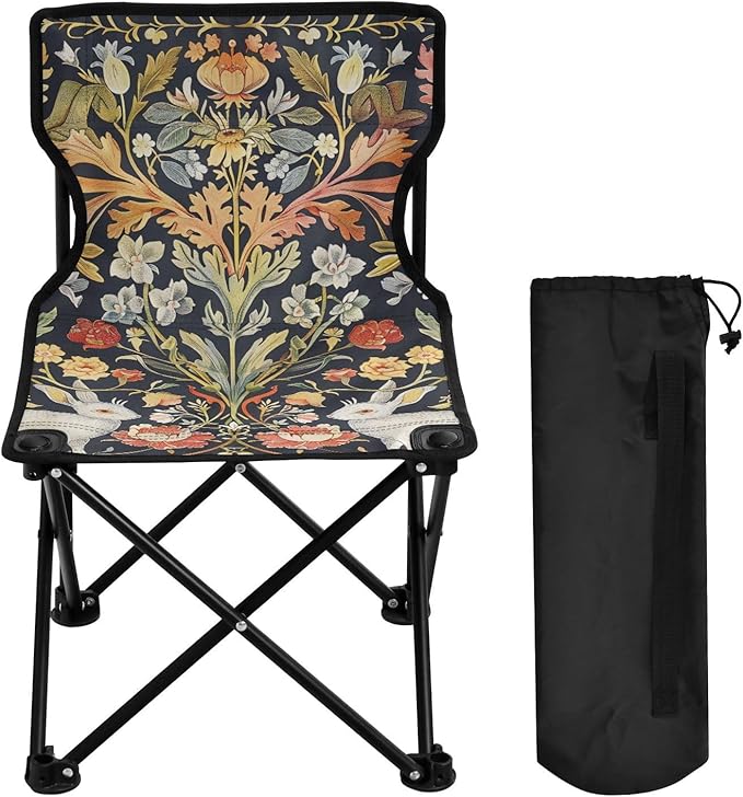 Rabbit and Grass Portable Camping Chairs Folding Chair - Durable Oxford Fabric Lightweight Iron Frame Easy Fold Design - Ideal for Outdoor Activities Camping Fishing and Travel
