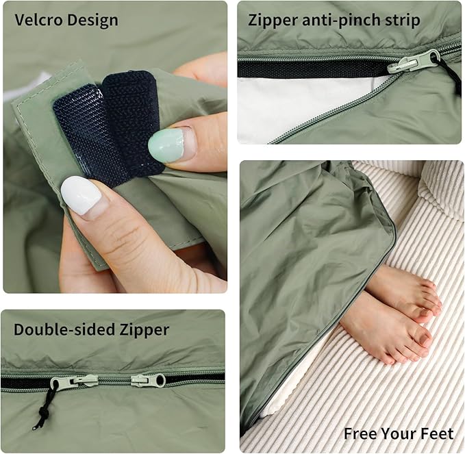 NewDoar Ultralight Backpacking Sleeping Bag - 50-70°F 1.5lbs Waterproof &amp Machine Washable 2-Way Zipper for TeensCouplesWomenMen Compact for Hiking/Camping (M/L Sizes)
