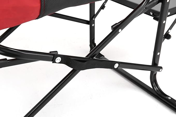 Foldable Directors Chair Heavy Duty Outdoor Camping Chair with Side Table and PocketOversized Rocking Lawn Chair for FishingBeachSport Events (Red)