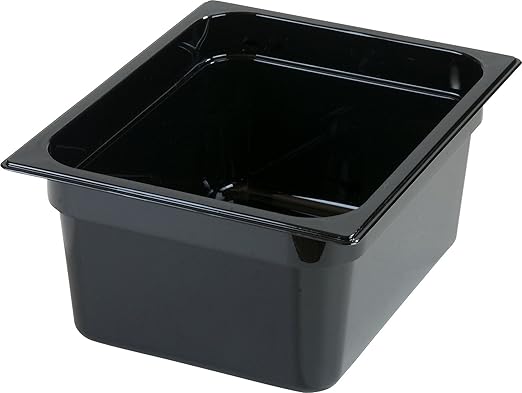 Carlisle FoodService Products Storplus 1/2-Size Food Pan for Catering Buffets and Restaurants Polycarbonate 6 Inches Deep Black (Pack of 6)