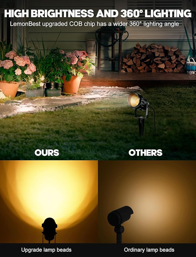 12W Low Voltage LED Landscape Lights - 12V Super Warm White Spotlight Landscape Lighting IP65 Waterproof Christmas Decorative Lights Outdoor Indoor for Tree Garden Yard Pathway 4 Pack with Connector