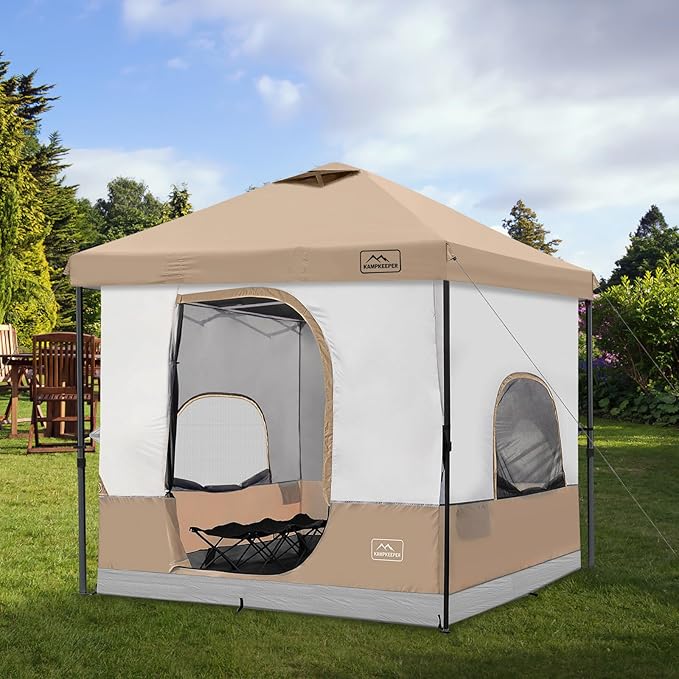 KAMPKEEPER 6 Person Camping Tent 10x10 Pop Up Canopy Tent with Camping Inner Tent Converts 10'x10' Straight Leg Canopy into Camping Tent–Fully Vented Roof(Canopy &amp Frame Included)