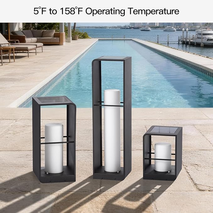 11 Tall Solar Lanterns 3000K LED Outdoor Table Lamp Waterproof Modern Solar Floor Lamp Landscape Outdoor Lights Solar Powered Lantern Dusk to Dawn Patio Light for Yard Deck Path Garden Pool