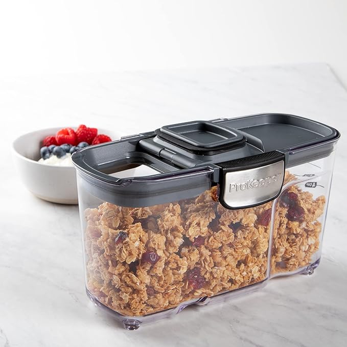 Progressive International ProKeeper+ Clear Plastic Airtight Food Baker's Kitchen Storage Organization Container Canister Set with Magnetic Accessories 2- Piece Set (Cereal 1.5-Quart)