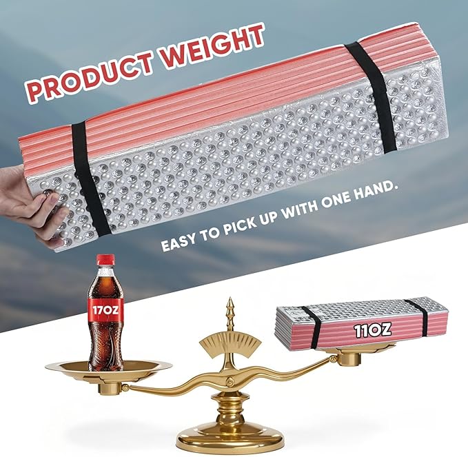 Ultralight Foam Sleeping Pad Waterproof Closed Cell Foam Pad for Superior Insulation Folding Sleeping Mat for Compact Storage Foldable and Portable for Hiking and Camping