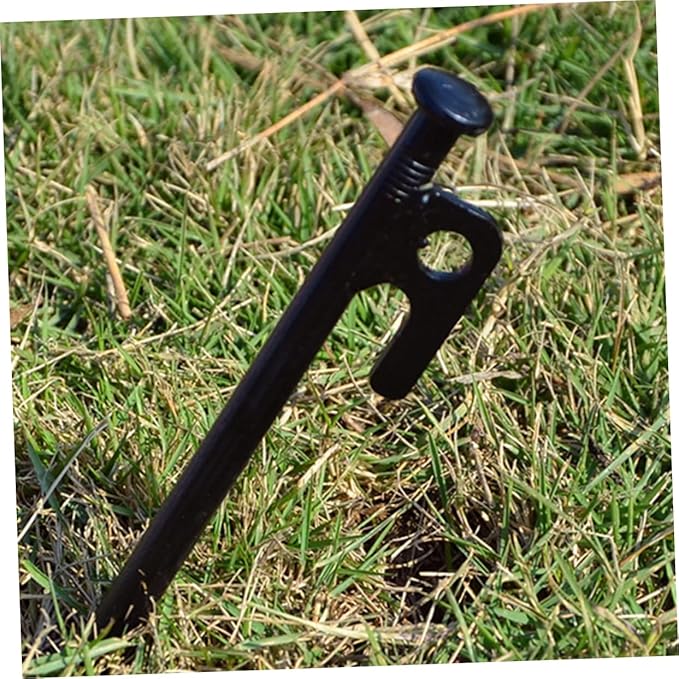 SUPVOX 10Pcs Heavy Duty Metal Tent Stakes Camping Ground Pegs with Storage Bag Durable Tarp Spikes for Secure Tent Fixing Easy Pull Out Design