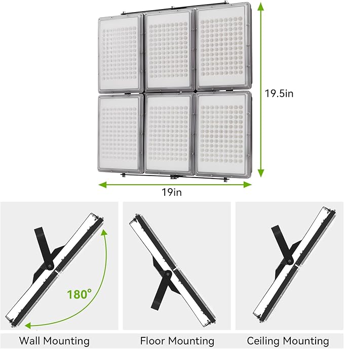 600W Flood Light Outdoor 80000lm 6000K Daylight IP66 WaterproofUL Approved Plug  Commercial Parking Lot Light6 Adjustable Heads for YardStadium Floodlight Bright Security Lights for Outdoor Area