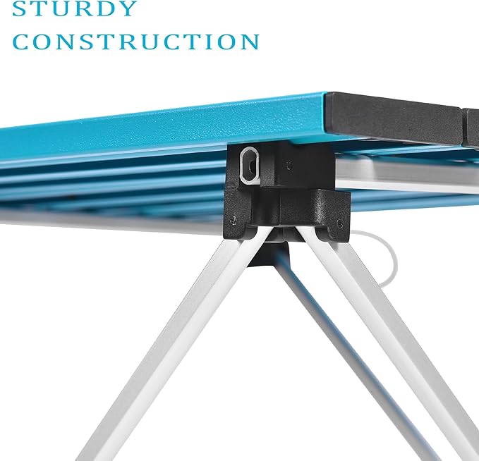 Grope Small Folding Camping Table with Aluminum Table Top Beach Table for Sand with Carrying BagPrefect for Outdoor Picnic BBQ Cooking Festival (Deep Blue-L)