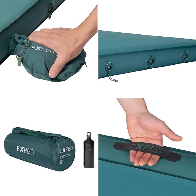Exped MegaMat Duo Medium - Self Inflating Soft Car Sleeping Mat 4” Foam Pad Pump Included