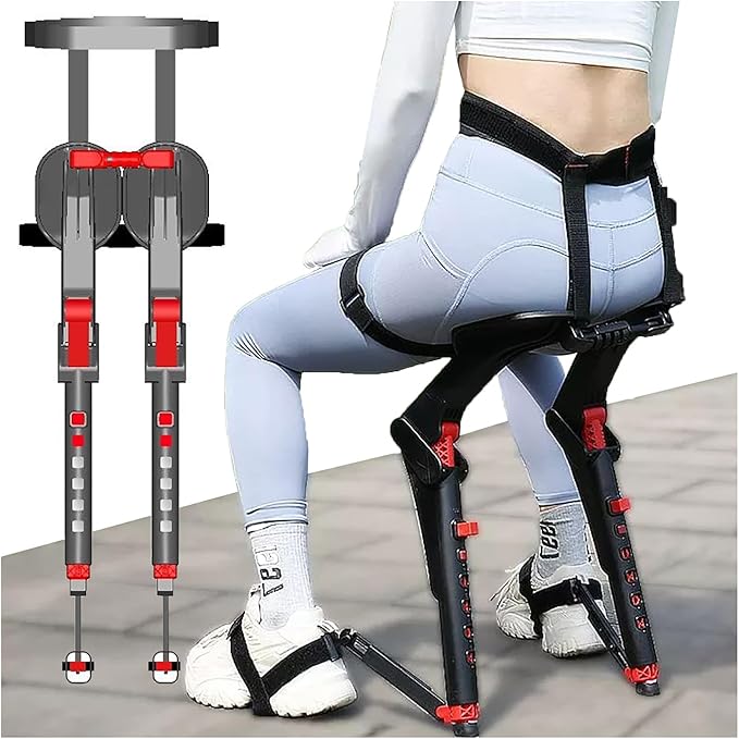 2025 Upgrade Wearable Chair Invisible Seat Lightweight Wearable Exoskeleton Seat with 5 Height Adjustments Supports Up to 150kg Foldable and Easy to Carry