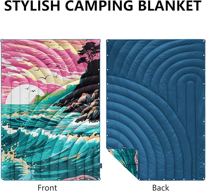 Camping BlanketLightweight Puffy Printed Camping Blanket Packable Outdoor Blanket for CampingTraveling Stadium Hiking Picnics