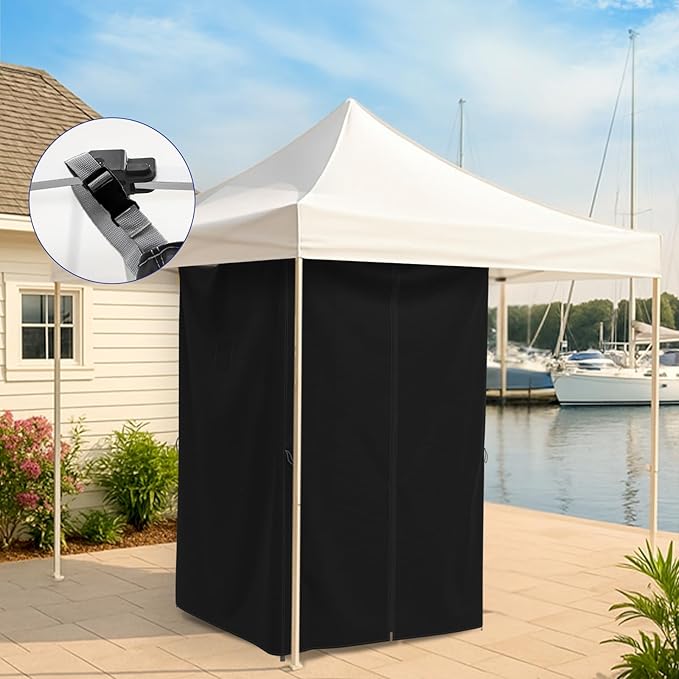 EAGLE PEAK Portable Privacy Tent Changing Room for Pop Up Canopy Fits Canopies with Cross Bars Outdoor Hanging Privacy Curtain 55.1 L x 55.1 W x 80.7 H Black