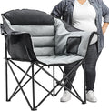 Slsy Oversized Camping Chair Portable Camp Chair Folding Chaise Lounge Chair Heavy Duty Foldable Moon Chair for Lawn Outdoor Picnic Lounge Patio(Black Gray)