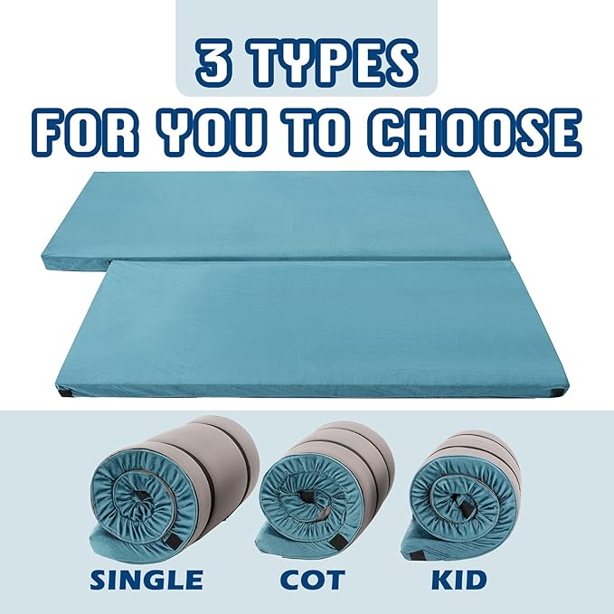 Foam Camping Mattress - Roll Up Sleeping Mat for Cot Foam Sleeping Pad for Camping with Cover for Kids Adults Portable Camping Mat Camping Pad for Bed Car