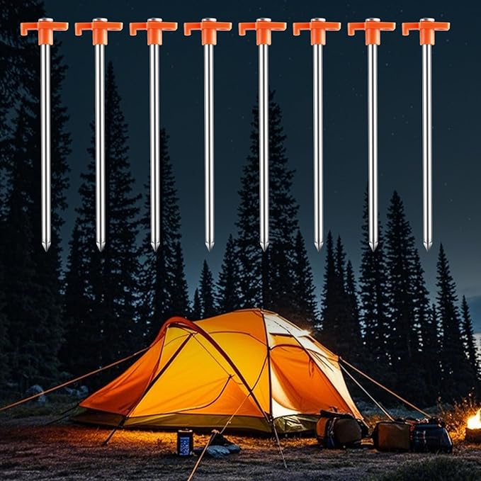 40 Pcs Tent Stakes9.8 Inch Ground StakesHeavy Duty Metal StakeNon-Rust Camping Metal Tent Spikes for Outdoor TripsGardenGrasslandHiking