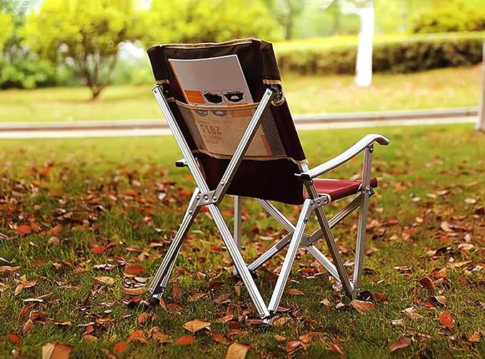 Portable Folding Camping Chair Lightweight Aluminum Frame Oxford Cloth Seat Compact with Carry Bag for Beach Picnic Fishing Hiking Outdoor Travel red