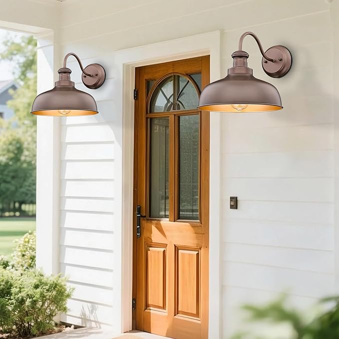 Outdoor Farmhouse Barn Light Outside Wall Sconce Weather Resistant Anti-Rust Farmhouse Exterior Wall Light Outdoor Lantern Lamp for Porch Garage Patio Entryway(Oil-Rubbed Bronze 4 Pack)