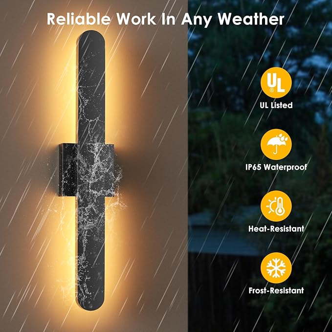 LED Outdoor Wall Lights23.6 Modern Black Outside Porch Light for House3 Color Dimmable Exterior Lighting FixtureIP65 Waterproof Linear Exterior Wall Sconce for HallwayGarage Lamp
