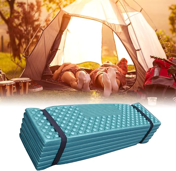 Camping Sleeping Pad Foldable Sleeping Mat Soft PVC Thickened Double Egg Crate Sleeping Pad for Outdoor Camping (Dark Green Black)