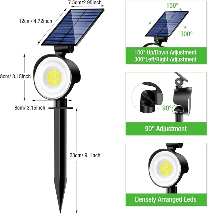 nipify 6 Pack Solar Spot Lights Outdoor Waterproof with 3 Modes Solar Spotlight Light for Outside Yard Landscape Lighting Pathway Lights WallWarm White