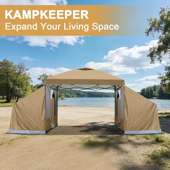 KAMPKEEPER 2 Person Canopy Side Tent Camping Tent for 10x10 Canopies Easy Up Cube Tents Gazebo Room with Mesh Window for Camping Storage Events(Canopy Not Included)