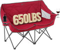 ARROWHEAD OUTDOOR Portable Folding Double Duo Camping Chair Loveseat w/ 2 Cup &amp Wine Glass Holder Carrying Bag Supports up to 500lbs