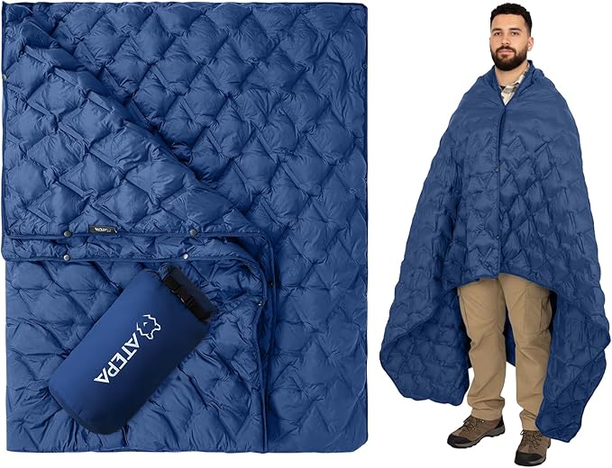 ATEPA Wearable Sleeping Bag Recycled Warm Winter Camping Blanket Wearable Poncho for Outdoor Stadium Sports Women Men