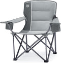 TIMBER RIDGE Oversized Folding Camping Chair for Adults Support 550 LBS Heavy Duty with Cup Holder Side Pocket for Camping Lawn Picnic Grey